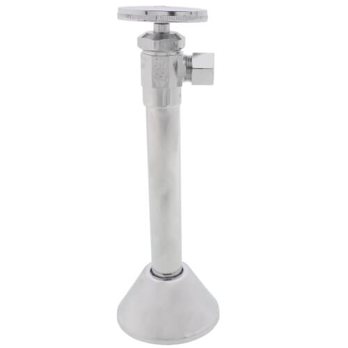 Main product image of 1/2" Sweat X 3/8" OD Comp. Angle Supply Valve w/ 5" Ext. & Bell Escutcheon, Lead Free (Chrome)