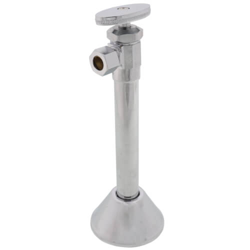 Main product image of 1/2" Sweat X 3/8" OD Comp. Angle Supply Valve w/ 5" Ext. & Bell Escutcheon, Lead Free (Chrome)