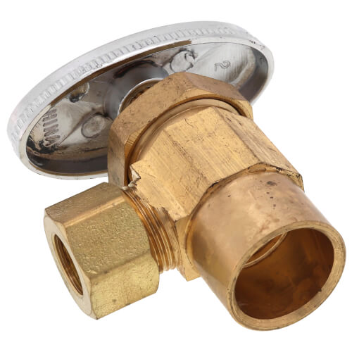 Main product image of 1/2" Sweat x 3/8" OD Comp. Multi Turn Angle Valve, Lead Free (Rough Brass)