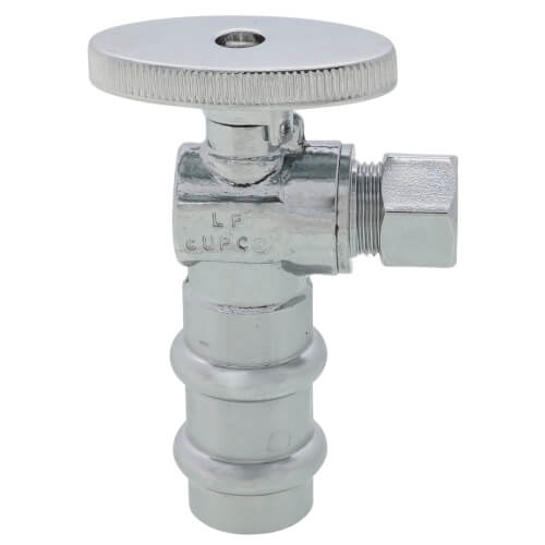 Main product image of 1/2" Press x 3/8" OD Compression Quarter Turn Angle Stop Valve, Lead Free (Chrome Plated)