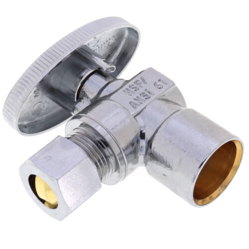 Main product image of 1/2" Sweat x 3/8" OD Comp. 1/4 Turn Angle Stop Valve, Lead Free (Chrome)