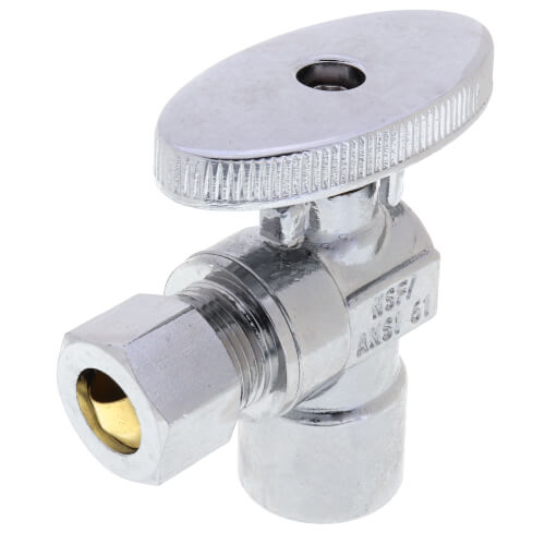 Main product image of 1/2" Sweat x 3/8" OD Comp. 1/4 Turn Angle Stop Valve, Lead Free (Chrome)