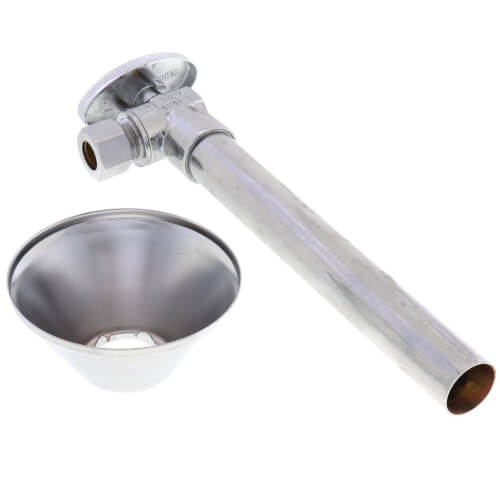 Main product image of 1/2" Sweat x 3/8" OD Compression Angle Stop w/ Bell Escutcheon, Lead Free (Chrome)
