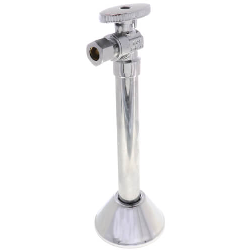 Main product image of 1/2" Sweat x 3/8" OD Compression Angle Stop w/ Bell Escutcheon, Lead Free (Chrome)