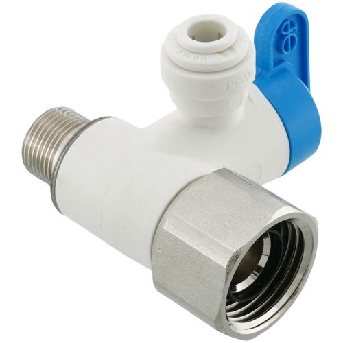 Main product image of 1/2" NPS x 3/8" COMP x 1/4" OD Speedfit Angle Stop Adapter Valve