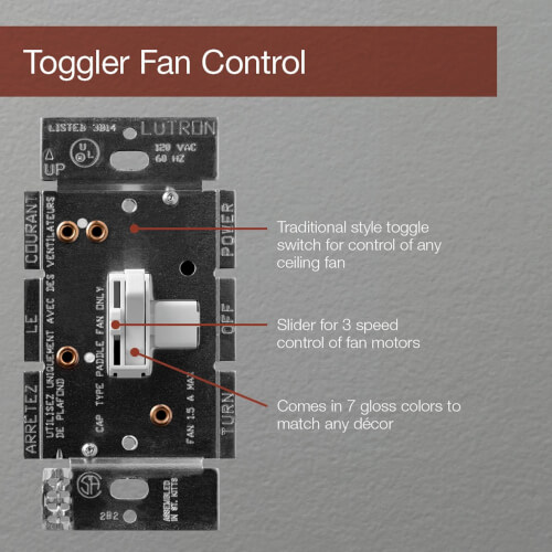 Main product image of Ariadni Quiet Fan-Speed Control, No Neutral Required, 1.5A 3-Speed Fan, 120V, Single Pole/3-Way, AYFSQ-F-WH, White