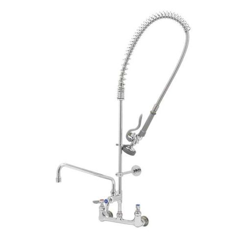Main product image of 8" Pre-Rinse Mixing Faucet w/ Ceramas, Wall Bracket, 12" Swing Nozzle, 1.15 GPM (Chrome), B-0133-12-CR-B