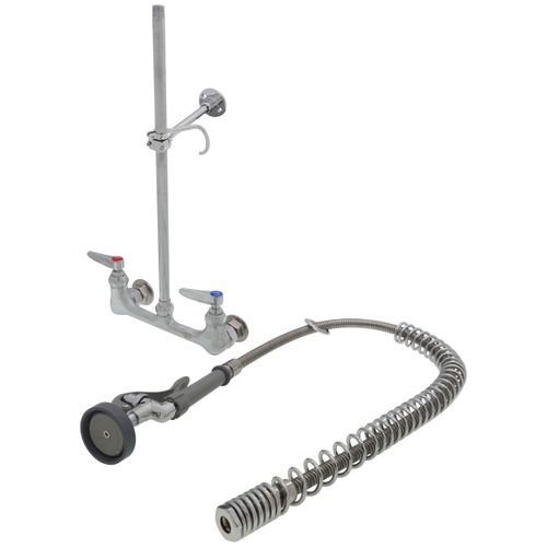 Main product image of 8" EasyInstall Pre-Rinse Spring-Action Wall Mount Mixing Faucet w/ Heat-Resistant Handle, B-0133-B