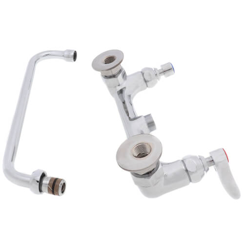 Main product image of 8" Wall Mount Double Pantry Mixing Faucet w/ Stream Regulator Outlet, 12" Swing Nozzle, B-0231