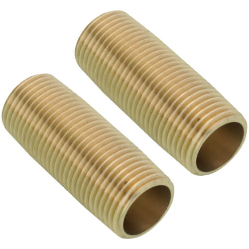 Main product image of 1/2" NPT x 2" Inlet Supply Nipple Kit w/ 1/2" Lock Washer & Locknut - Long (2-Pack), B-0425-M