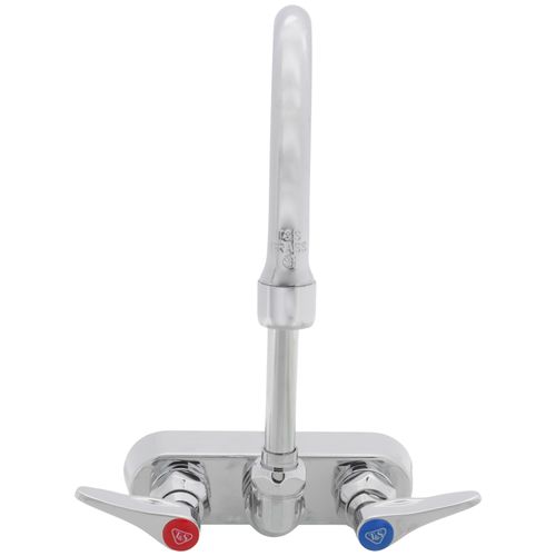 Main product image of 4" Wall Mount Workboard Faucet w/ 5-3/4" Swivel Gooseneck & Lever Handles (Chrome Plated), B-1146