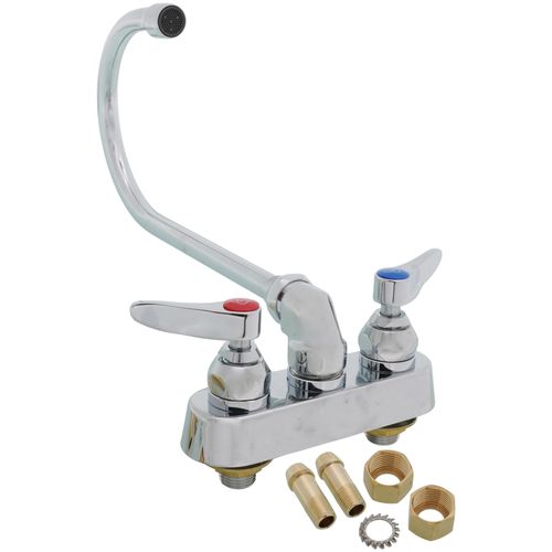 Main product image of 4" Wall Mount Workboard Faucet w/ 5-3/4" Swivel Gooseneck & Lever Handles (Chrome Plated), B-1146