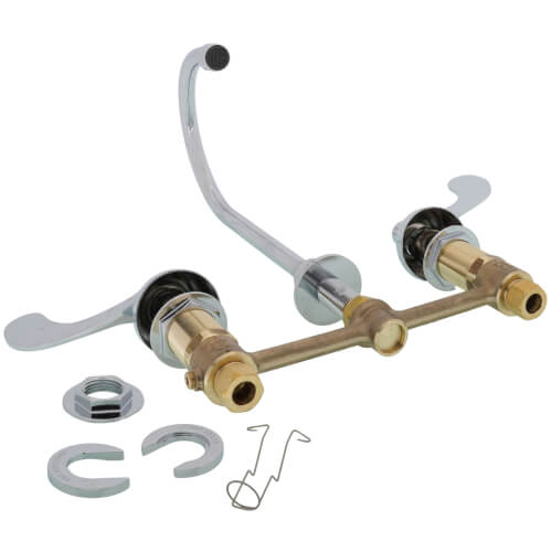 Main product image of 8" Deck Mount Two Handle Medical Faucet, 5-3/4" Gooseneck, with 4" Wrist Action Handles