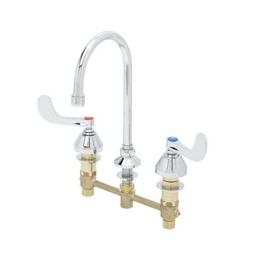 Main product image of 8" Deck Mount 2 Wrist-Action Handles Medical Faucet, w/ 5-3/4" Rigid/Swivel Gooseneck, 2.2 GPM, B-2867-04