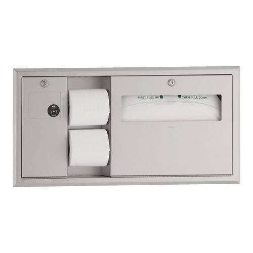Main product image of B-3091 Recessed-mounted Toilet Tissue, Seat-cover Dispenser and Waste Disposal (Satin)
