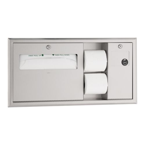 Main product image of B-3092 Recessed-mounted Toilet Tissue, Seat-cover Dispenser and Waste Disposal (Satin)