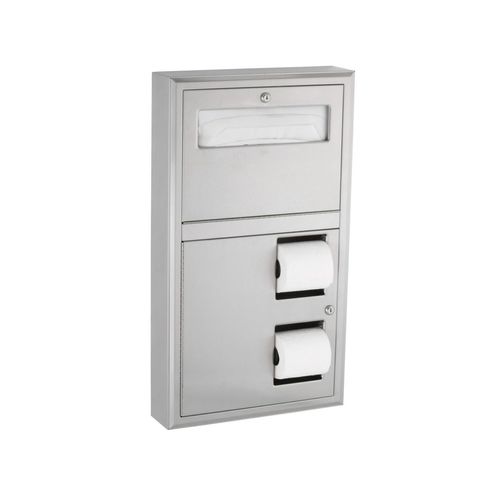 Main product image of B-3479 Surface-Mounted Seat-cover Dispenser and Toilet Tissue Dispenser (Satin)