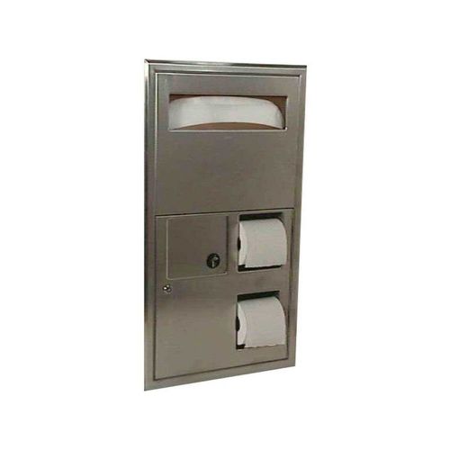 Main product image of B-3574 Recessed Seat-cover Dispenser, Sanitary Napkin Disposal and Toilet Tissue Dispenser (Satin)