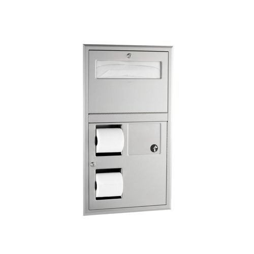 Main product image of B-35745 Recessed Seat-cover Dispenser, Sanitary Napkin Disposal and Toilet Tissue Dispenser (Satin)