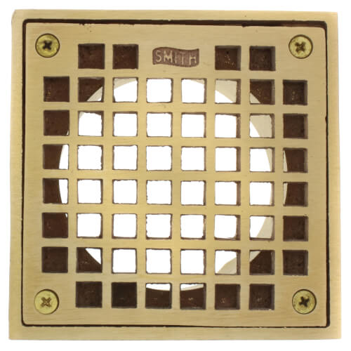 Main product image of 5" Square Floor Drain Grate and Screws (Polished Brass)