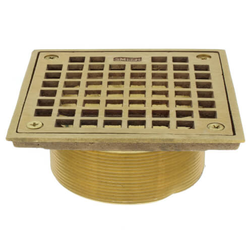 Main product image of 5" Square Floor Drain Grate and Screws (Polished Brass)