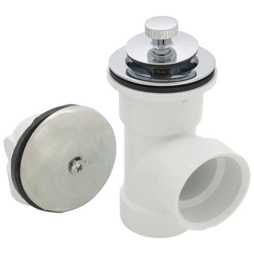 Main product image of Bath Waste T-Waste Half Kit - CP Lift & Turn Drain w/ 1 Hole Face Plate (PVC)