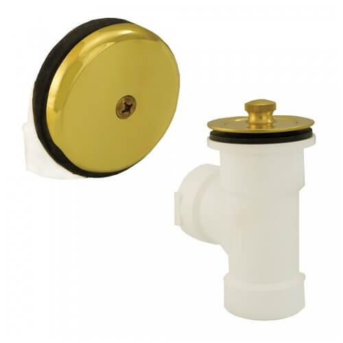 Main product image of Bath Waste T-Waste Half Kit - PB Lift & Turn Drain w/ 1 Hole Face Plate (PVC)