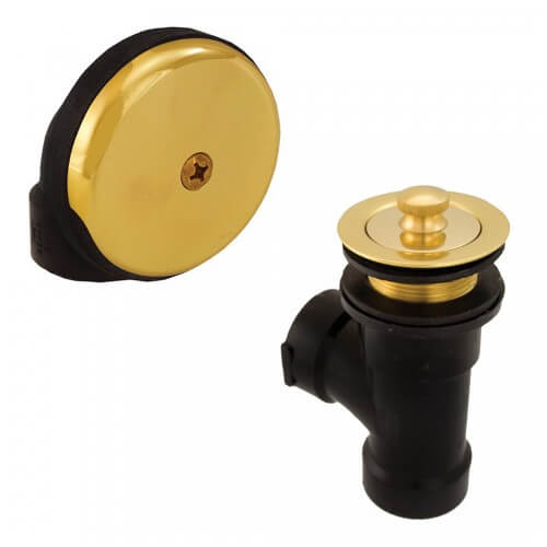 Main product image of Bath Waste T-Waste Half Kit - PB Lift & Turn Drain w/ 1 Hole Face Plate (ABS)