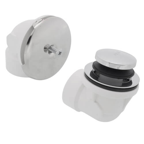 Main product image of Bath Waste Standard Half Kit - CP Toe Pop-Up Drain w/ 1 Hole Face Plate (PVC)