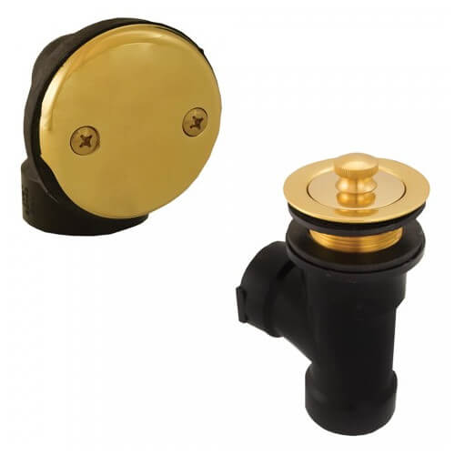 Main product image of Bath Waste T-Waste Half Kit - PB Lift & Turn Drain w/ 2 Hole Face Plate (ABS)