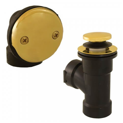 Main product image of Bath Waste T-Waste Half Kit - PB Toe Pop-Up Drain w/ 2 Hole Face Plate (ABS)