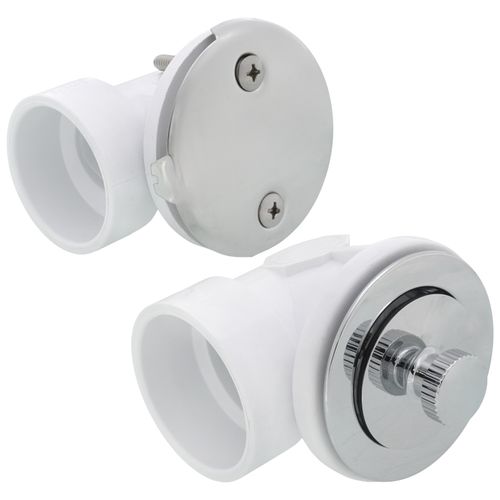 Main product image of Bath Waste Standard Half Kit - CP Lift & Turn Drain w/ 2 Hole Face Plate (PVC)