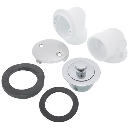 Main product image of Bath Waste Standard Half Kit - CP Lift & Turn Drain w/ 2 Hole Face Plate (PVC)