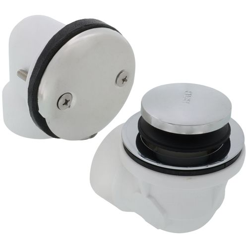 Main product image of Bath Waste Standard Half Kit - CP Toe Pop-Up Drain w/ 2 Hole Face Plate (PVC)
