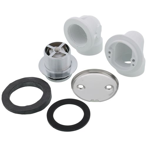 Main product image of Bath Waste Standard Half Kit - CP Toe Pop-Up Drain w/ 2 Hole Face Plate (PVC)