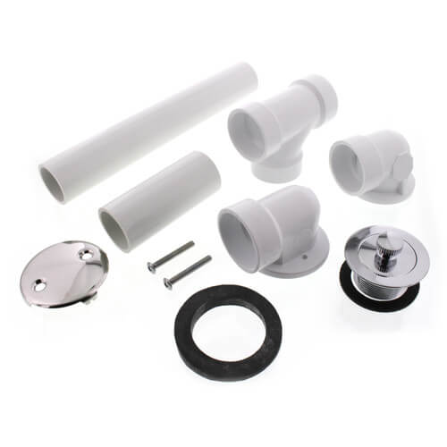 Main product image of Bath Waste Standard Full Kit - CP Lift & Turn Drain w/ 2 Hole Face Plate (PVC)