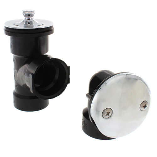 Main product image of Bath Waste T-Waste Half Kit - CP Brass Lift & Turn Drain w/ 2 Hole Face Plate (ABS)