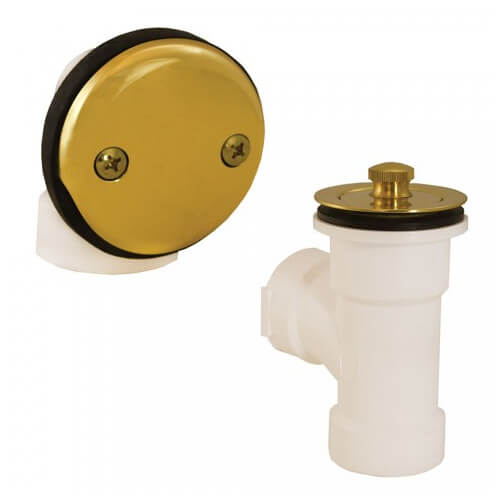 Main product image of Bath Waste T-Waste Half Kit - PB Friction Lift Drain w/ 2 Hole Face Plate (PVC)