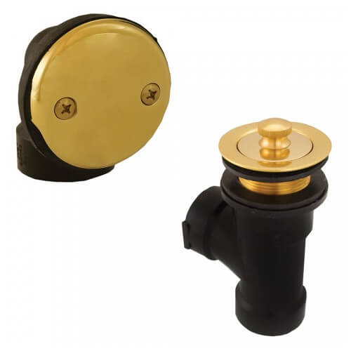 Main product image of Bath Waste T-Waste Half Kit - PB Friction Lift Drain w/ 2 Hole Face Plate (ABS)