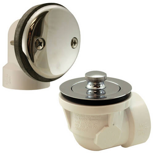 Main product image of Bath Waste Standard Half Kit - CP Brass Lift & Turn Drain w/ 2 Hole Face Plate (PVC)