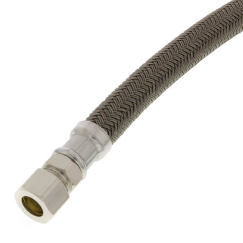 Main product image of 12" Polymer Coated Braided Hose Faucet Connector (3/8" Compression x 3/8" O.D. Compression)