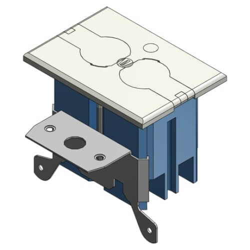 Main product image of Single-Gang Adjustable Non-Metallic Residential Floor Box w/ TR Duplex Receptacle - Ivory Cover