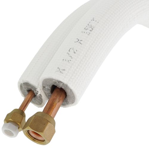 Main product image of 1/4" LL x 1/2" SL Mini Split Refrigerant Line Set w/ Flare Nuts, 1/2" Insulation (15 Ft.)