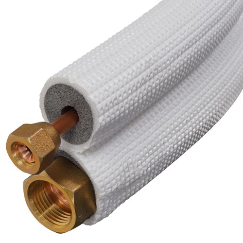 Main product image of 1/4" LL x 5/8" SL Mini Split Refrigerant Line Set w/ Flare Nuts, 1/2" Insulation (50 Ft.)