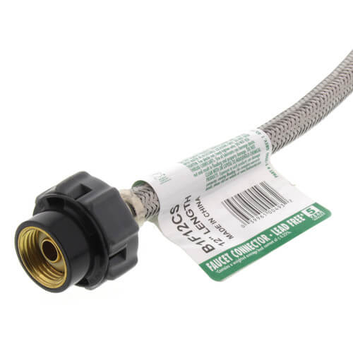 Main product image of 12" Universal Click Seal Braided Stainless Steel Hose Faucet Connector (3/8" Compression x 1/2" FIP)