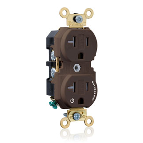 Main product image of Duplex Receptacle Heavy Duty Split-Circuit 1 Outlet Controlled 20A 125V NEMA 5-20R 2P 3W (Brown)