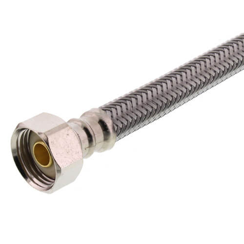 B1F20 20" Braided Stainless Steel Hose Faucet Connector (3/8" Compression x 1/2" FIP)