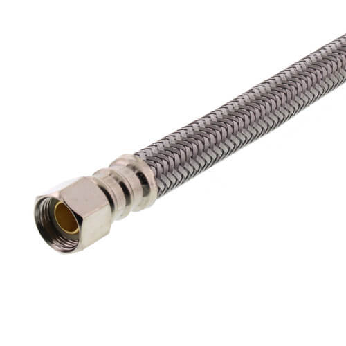 B1F20 20" Braided Stainless Steel Hose Faucet Connector (3/8" Compression x 1/2" FIP)