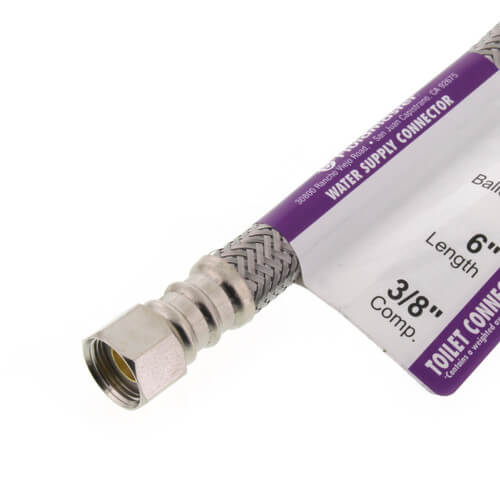Main product image of 6" Braided Stainless Steel Hose Toilet Connector (3/8" Compression x 7/8" Ballcock)