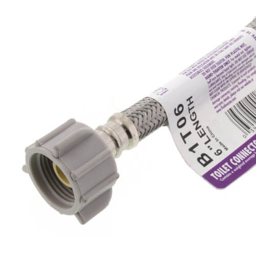 Main product image of 6" Braided Stainless Steel Hose Toilet Connector (3/8" Compression x 7/8" Ballcock)